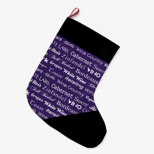WINE WORDS LARGE CHRISTMAS STOCKING