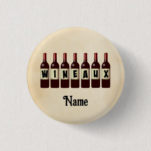 Wineaux Red Wine Bottles Lined Up Customized 1 Inch Round Button