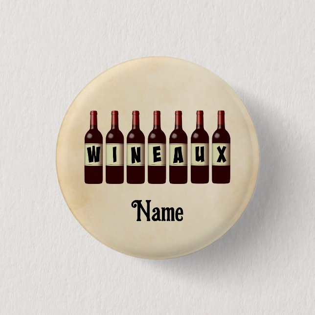 Wineaux Red Wine Bottles Lined Up Customized 1 Inch Round Button (Front)