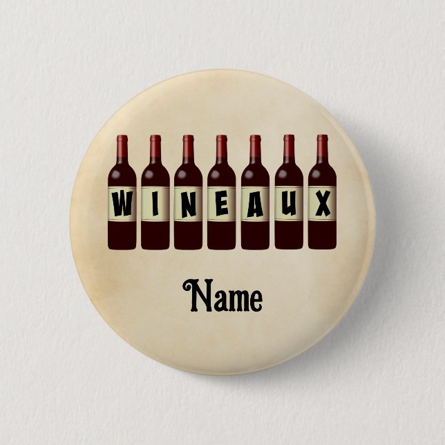Wineaux Red Wine Bottles Lined Up Customized 2 Inch Round Button (Front)