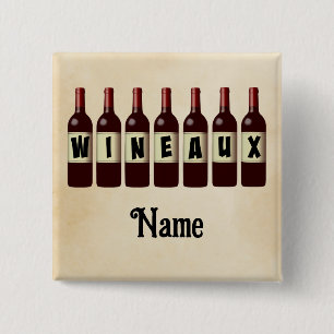 Wineaux Red Wine Bottles Lined Up Customized 2 Inch Square Button