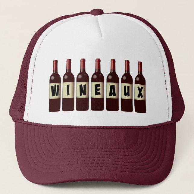 Wineaux Wine Bottles Lineup Trucker Hat (Front)