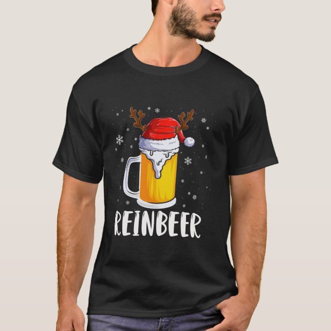 Winedeer Reinbeer Funny Christmas Couple Matching  T-Shirt (Front)