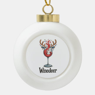 Winedeer Reindeer Christmas Xmas Matching Family Ceramic Ball Christmas Ornament