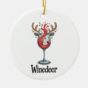 Winedeer Reindeer Christmas Xmas Matching Family Ceramic Ornament