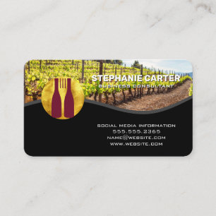 Winery Bottles of Wine Fork Logo Vineyard Business Card