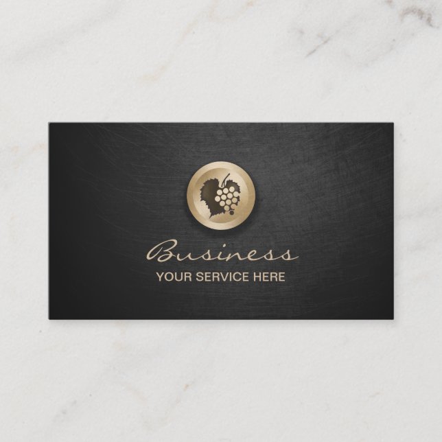 Winery Elegant Black & Gold Royal Wine Business Card (Front)