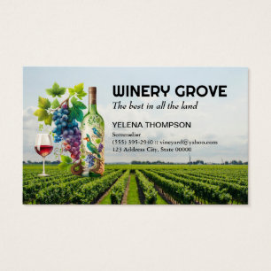 Winery Fields   Grapes Bottle and Wine