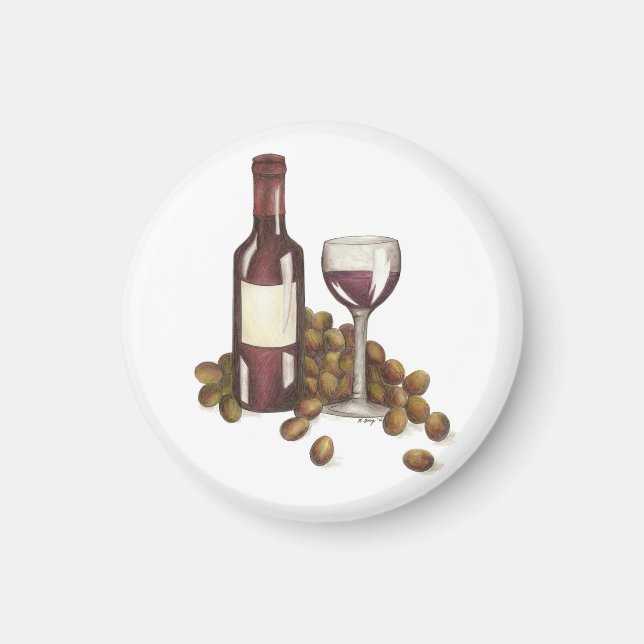 Winery Glass Bottle Red Wine Bar Winery Magnet (Front)