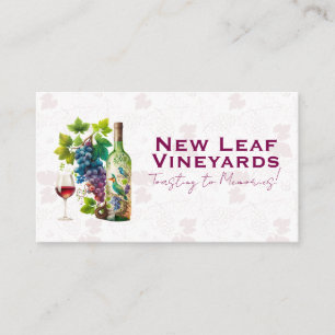 Winery Hand Painted Art Grape Leaves Pattern Business Card