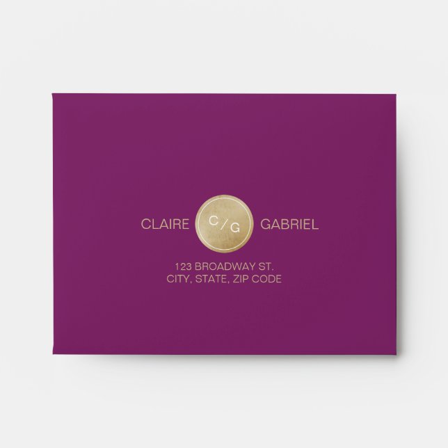 Winery minimalist modern wedding RSVP Envelope (Front)