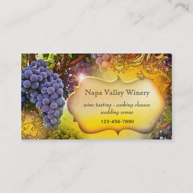 Winery or Vineyard QR Code Business Card (Front)