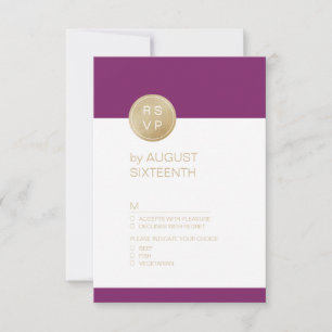 Winery purple minimalist modern wedding RSVP Card