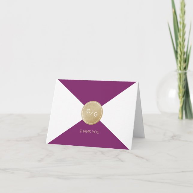 Winery purple minimalist modern wedding thank you (Front)