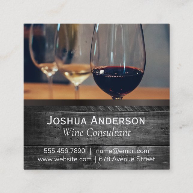 Winery Tastings | Assorted Wines Square Business Card (Front)