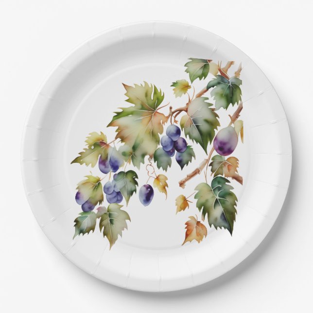  Winery Vineyard  Grapevine  Paper Plate (Front)