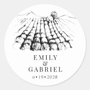 Winery Vineyard Wedding  Classic Round Sticker