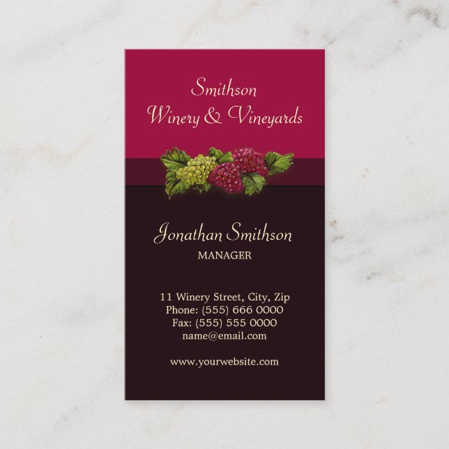 Winery / Vineyards Oenology business card (Front)