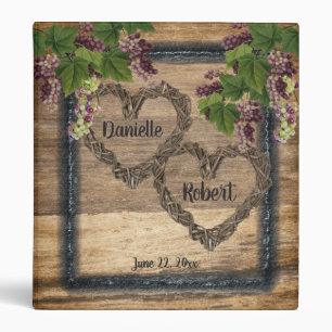 Winery Wedding, Grapevines, Rustic Wood Binder