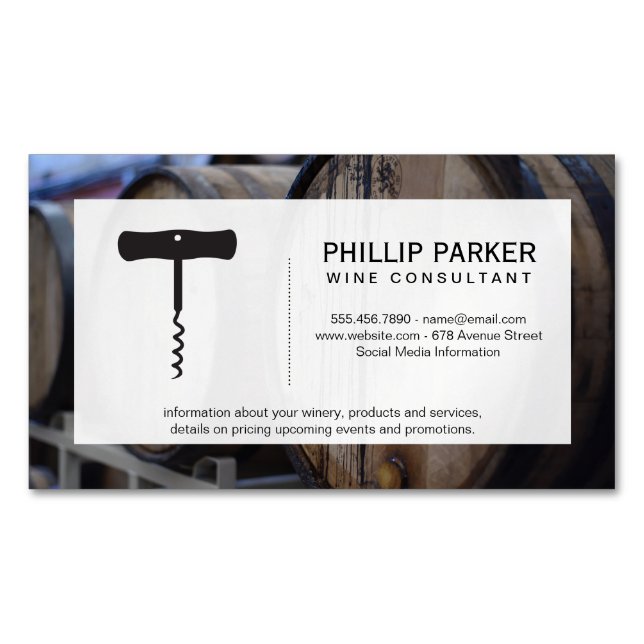Winery | Wine Barrel Magnetic Business Card (Front)