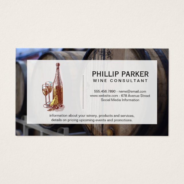 Winery | Wine Barrel | Wine Bottle and Glass (Front)