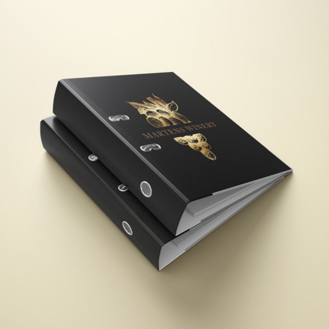 Winery Wine Business Gold Grapes Monogram Binder (Creator Uploaded)