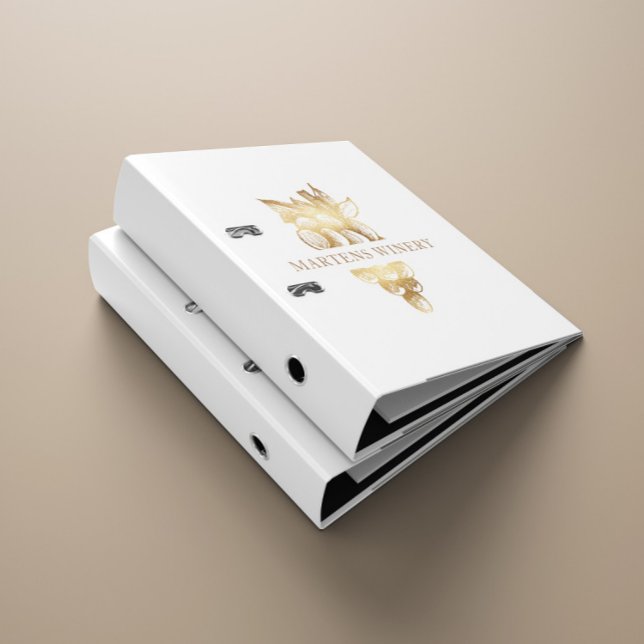 Winery Wine Business Gold Grapes Monogram Binder (Creator Uploaded)