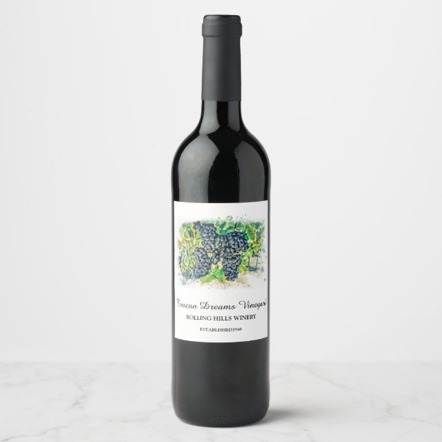 *~* Winery Wine Cellar Grape Cluster Vineyard AR21 Label (Front)