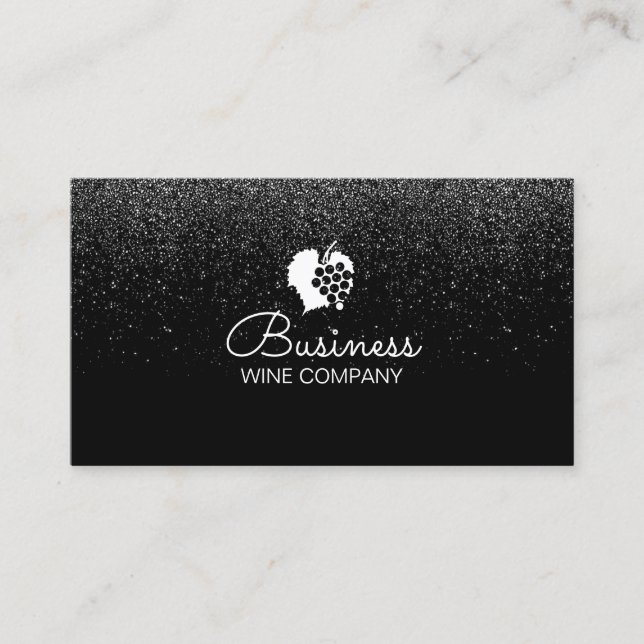 Winery Wine Company Confetti Modern Black Business Card (Front)