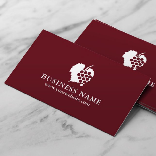 Winery Winemaker Sommelier Grape Logo Red Wine Business Card (Creator Uploaded)