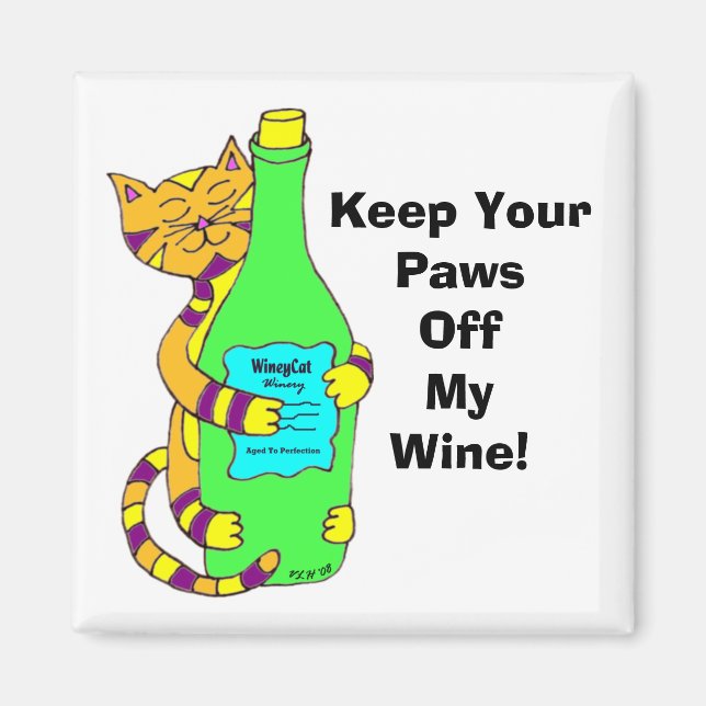 WineyCat "Keep Your Paws Off My Wine" Magnet (Front)