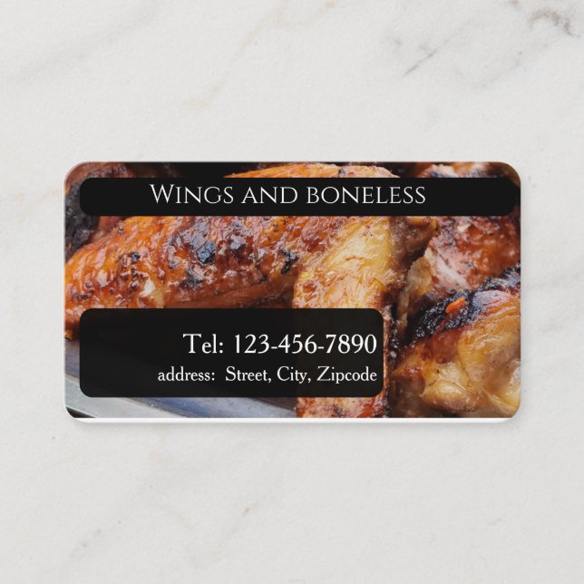  Wing and boneless , editable  Business Card (Front)