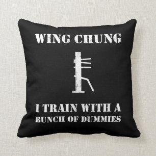 Wing Chun wooden dummy trainer funny saying Design Throw Pillow