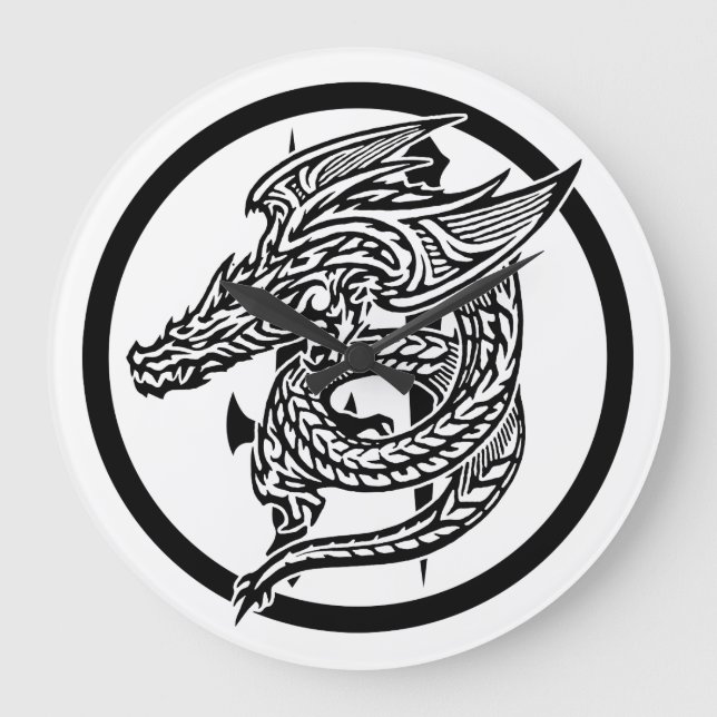 Wing Dragon Round (Large) Wall Clock (Front)