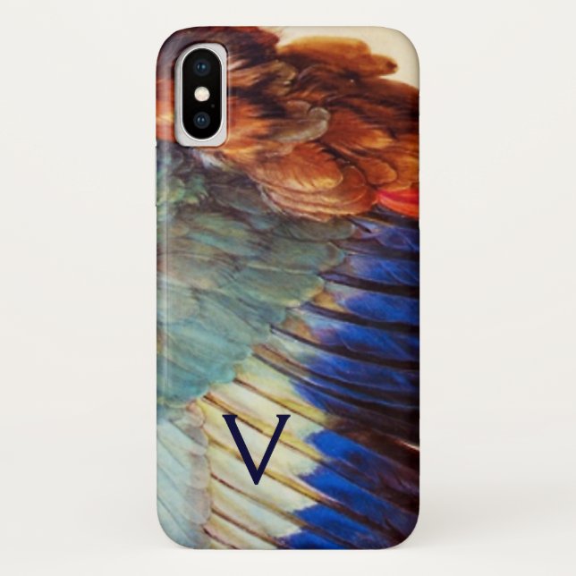 WING FEATHERS OF AN EUROPEAN ROLLER MONOGRAM Case-Mate iPhone CASE (Back)