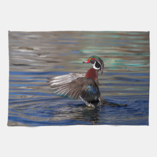 Wing Flapping Wood Duck Kitchen Towel