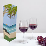 Wing Foil Surf Pandanus Tree at the Beach Wine Box<br><div class="desc">This design brings calm beach vibes with a view of wing foil surfers,  under the pandanus tree.</div>