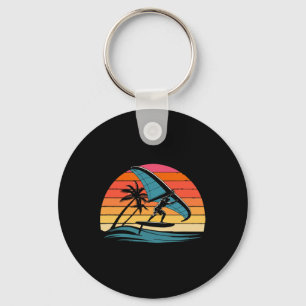 Wing Foiling Retro Sunset Design Surf Foil Ocean R Keychain