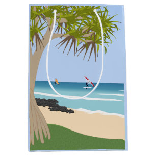 Wing Foiling Surfers Pandanus Tree at the Beach Medium Gift Bag
