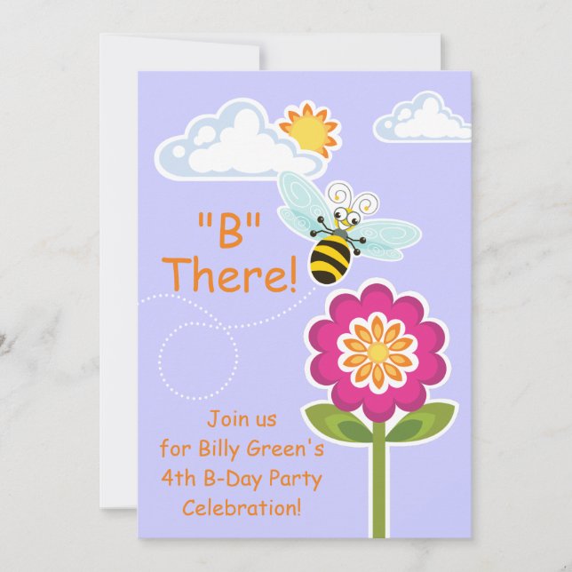 Wing-Nutz™_Bumble Bee_purple_B There! Invitation (Front)