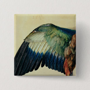Wing of a Blue Roller, 1512 2 Inch Square Button