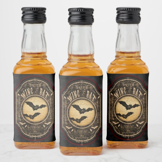 Wing of Bat Gothic Apothecary Halloween Liquor Bottle Label (Bottles)