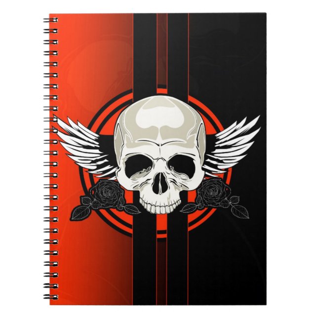 Wing Skull - ORANGE Notebook (Front)