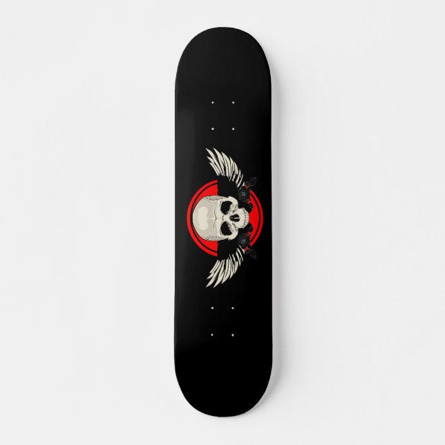 Wing Skull - RED Skateboard (Front)