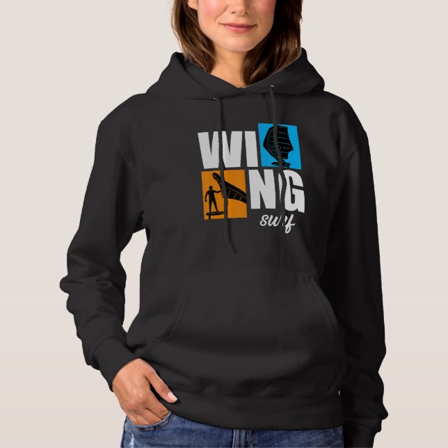Wing Surf Wingfoil Wingsurf Retro Hoodie (Front)