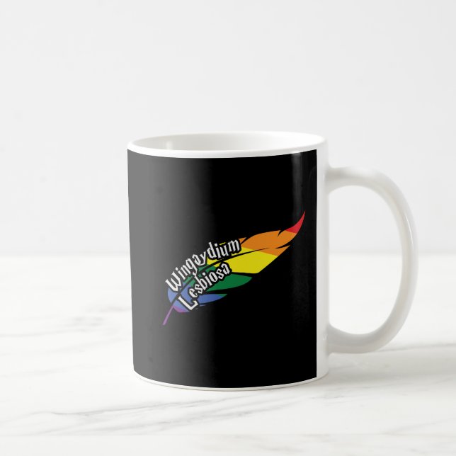 Wingaydium Lesbiosa – Funny LGBTQ+ Magic Pun Coffee Mug (Right)