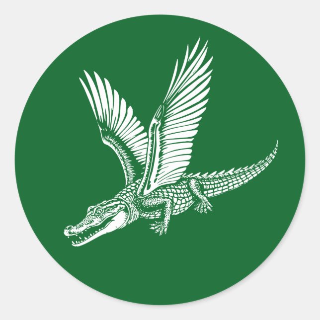 winged alligator flying high  classic round sticker (Front)