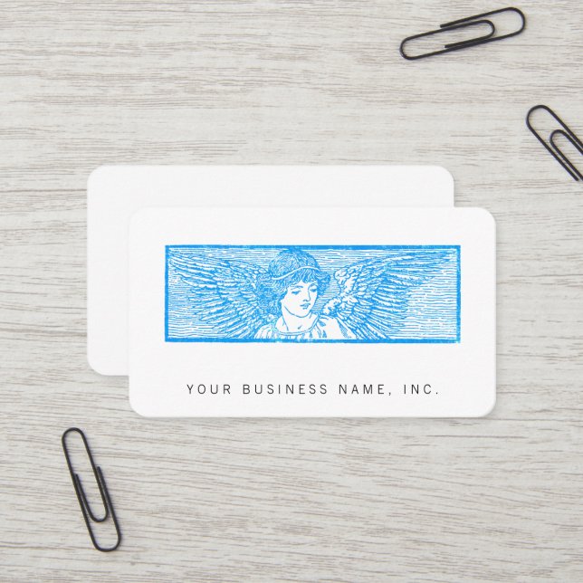 Winged Angel Ornament Letterpress Style Business Card (Front/Back In Situ)
