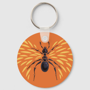 Winged Ant  Insect Lover Fiery Orange Keychain