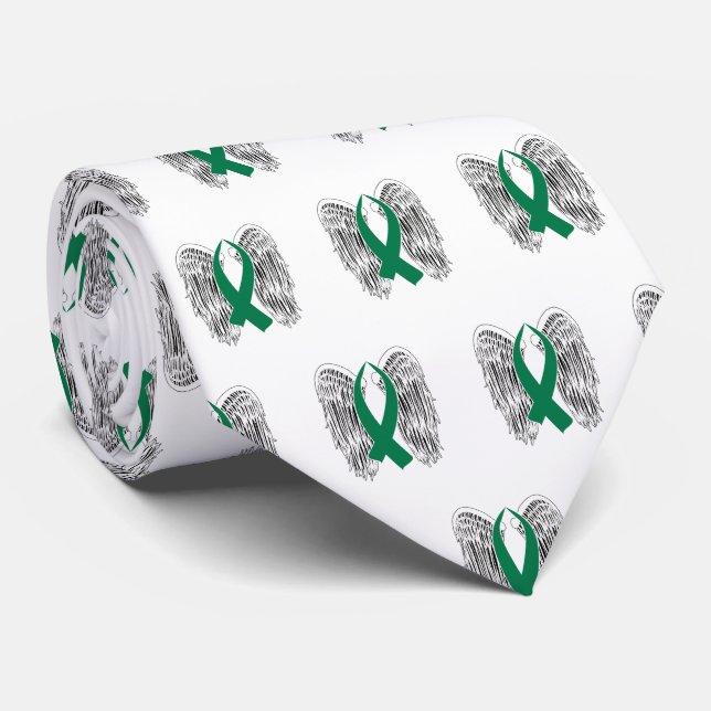 Winged Awareness Ribbon (Green) Tie (Rolled)